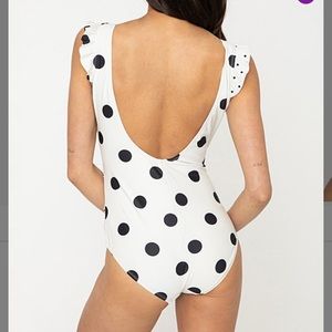 NWT cream and black dot Marina West one piece, M